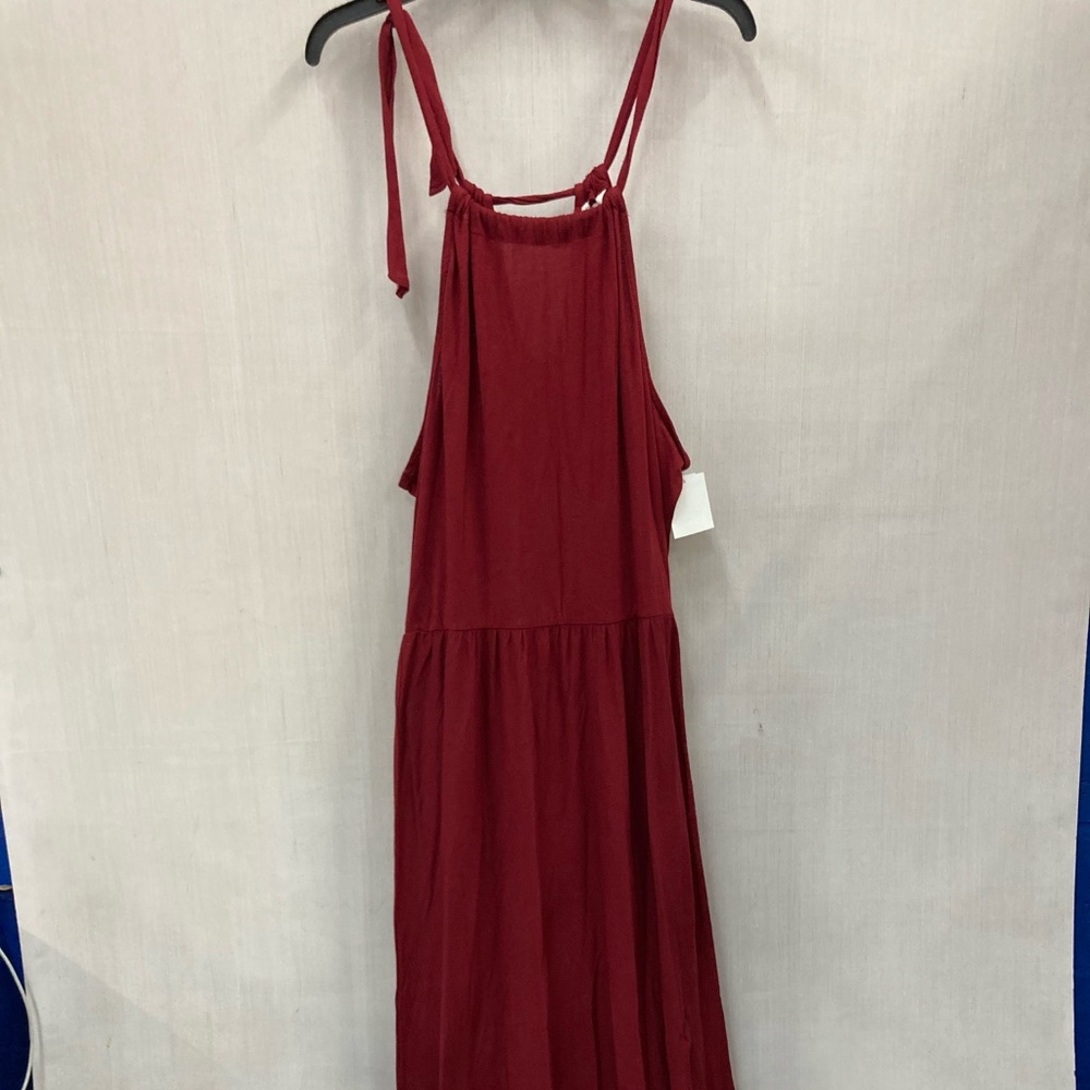 NWT Caslon Burgundy Stretch Midi Halter Dress XL